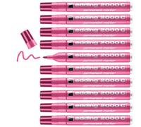 edding 2000 C permanent marker - pink - box of 10 - round nib 1.5-3 mm - quick-drying permanent markers - waterproof, smudge-proof - for cardboard, plastic, wood, metal, fabric - marker pen