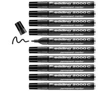 edding Permanent Marker 2000C - Bullet Tip (Round nib 1.5-3 mm) - Black - Pack of 10 (2000C-001)