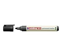 Edding 21 Ecoline Permanent Marker - Black - 1 Pen - Round Tip 1.5-3 mm - Waterproof, Quick-Drying, Smear-Proof Pens - for Cardboard, Plastic, Glass, Wood, Metal and Fabric - Refillable, 4-21-1-1001