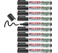 edding 21 Ecoline permanent marker - black - box of 10 - round tip 1.5-3 mm - waterproof, quick-drying, smear-proof pens - for cardboard, plastic, glass, wood, metal and fabric - refillable