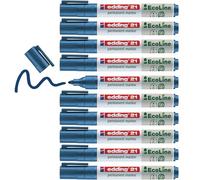 edding 21 Ecoline permanent marker - blue - box of 10 - round tip 1.5-3 mm - waterproof, quick-drying, smear-proof pens - for cardboard, plastic, glass, wood, metal and fabric - refillable