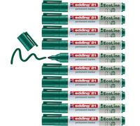 edding 21 Ecoline permanent marker - green - box of 10 - round tip 1.5-3 mm - waterproof, quick-drying, smear-proof pens - for cardboard, plastic, glass, wood, metal and fabric - refillable