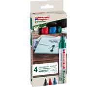 edding 21 Ecoline permanent marker set - black, red, blue, green - 4 pens - rou