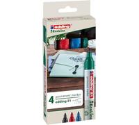 edding 21 EcoLine permanent marker set - black, red, blue, green - 4 pens - round nib 1.5-3 mm - waterproof, quick-drying, smear-proof pens - for cardboard, plastic, glass, wood, metal and fabric