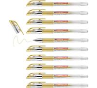 edding 2185 gel roller - gold - box of 10 - 0.7 mm - gel pen for writing, drawing, colouring mandalas, bullet journals - glitter gel pen, gold colour gel pen