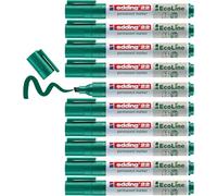 edding 22 Ecoline Permanent Marker - Green - Box of 10 - Chisel tip 1-5 mm - Waterproof, Quick-Drying, Smear-Proof pens - for Cardboard, Plastic, Glass, Wood, Metal and Fabric - refillable