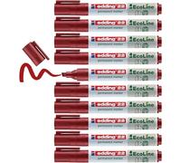 edding 22 Ecoline permanent marker - red - box of 10 - chisel tip 1-5 mm - waterproof, quick-drying, smear-proof pens - for cardboard, plastic, glass, wood, metal and fabric - refillable