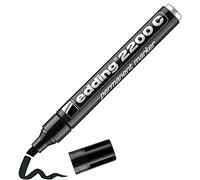 edding 2200 C permanent marker - black - 1 marker pen - chisel tip 1-5 mm - quick-drying permanent marker pen - waterproof, smudge-proof - for cardboard, plastic, wood, metal, fabric