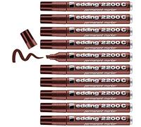 edding 2200 C permanent marker - brown - box of 10 - chisel tip 1-5 mm - quick-drying permanent marker pen - waterproof, smudge-proof - for cardboard, plastic, wood, metal, fabric