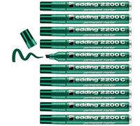 edding 2200 C permanent marker - green - box of 10 - chisel tip 1-5 mm - quick-drying permanent marker pen - waterproof, smudge-proof - for cardboard, plastic, wood, metal, fabric