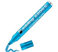 edding 2200 C permanent marker - light-blue - 1 pen - chisel tip 1-5 mm - quick-drying permanent marker pen - waterproof, smudge-proof - for cardboard, plastic, wood, metal, fabric