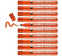 edding 2200 C permanent marker - orange - box of 10 - chisel tip 1-5 mm - quick-drying permanent marker pen - waterproof, smudge-proof - for cardboard, plastic, wood, metal, fabric