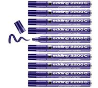edding 2200 C permanent marker - purple - box of 10 - chisel tip 1-5 mm - quick-drying permanent marker pen - waterproof, smudge-proof - for cardboard, plastic, wood, metal, fabric