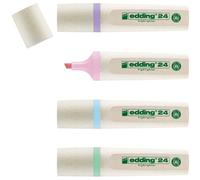 edding 24 EcoLine highlighter - 4 highlighters in pastel colours - chisel nip 2-5 mm - for quick and easy marking and highlighting of texts and notes - refillable, made of recyclable material