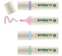 edding 24 EcoLine highlighter - 4 highlighters in pastel colours - chisel nip 2-5 mm - for quick and easy marking and highlighting of texts and notes - refillable, made of recyclable material