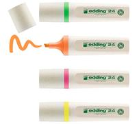 edding 24 EcoLine highlighter - set of 4 - yellow, orange, pink, green - chisel nip 2-5 mm - for quick and easy marking and highlighting of texts and notes - refillable, made of recyclable material