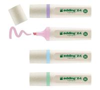 edding 24 EcoLine highlighter - 4 highlighters in pastel colours - chisel nip 2-5 mm - for quick and easy marking and highlighting of texts and notes - refillable, made of recyclable material