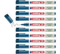 edding 25 Ecoline permanent marker - blue - box of 10 - round tip 1 mm - waterproof, quick-drying, smear-proof pens - for cardboard, plastic, glass, wood, metal and fabric - refillable