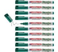 edding 25 Ecoline permanent marker - green - box of 10 - round tip 1 mm - waterproof, quick-drying, smear-proof pens - for cardboard, plastic, glass, wood, metal and fabric - refillable