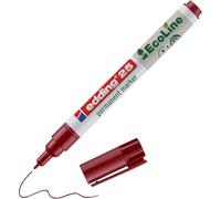 edding 25 Ecoline Permanent Marker - Red - 1 Pen - Round Tip 1 mm - Waterproof, Quick-Drying, Smear-Proof Pens - for Cardboard, Plastic, Glass, Wood, Metal and Fabric - Refillable