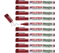 edding 25 Ecoline permanent marker - red - box of 10 - round tip 1 mm - waterproof, quick-drying, smear-proof pens - for cardboard, plastic, glass, wood, metal and fabric - refillable