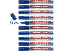 edding 250 whiteboard marker - blue - 10 whiteboard pens - round tip 1.5-3 mm - whiteboard pen dry wipe - for whiteboards, flipcharts, pinboards, magnetic and memo boards - sketchnotes - refillable