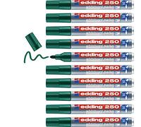 edding 250 whiteboard marker - green - 10 whiteboard pens - round tip 1.5-3 mm - whiteboard pen dry wipe - for whiteboards, flipcharts, pinboards, magnetic and memo boards - sketchnotes - refillable