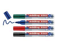edding 250 whiteboard marker set - multi-coloured - 4 whiteboard pens - round tip 1.5-3 mm - whiteboard pen dry wipe - for whiteboards, flipcharts, magnetic, memo boards - sketchnotes - refillable