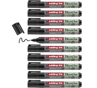 edding 28 Ecoline whiteboard marker - black - box of 10 whiteboard pens - round tip 1.5-3 mm - whiteboard pen dry wipe - for whiteboards, flipcharts, pinboards, memo boards - sketchnotes - refillable