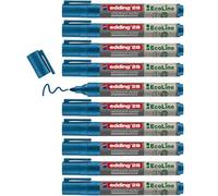 edding 28 Ecoline whiteboard marker - blue - box of 10 whiteboard pens - round tip 1.5-3 mm - whiteboard pen dry wipe - for whiteboards, flipcharts, pinboards, memo boards - sketchnotes - refillable