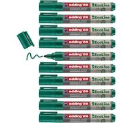edding 28 Ecoline whiteboard marker - green - box of 10 whiteboard pens - round tip 1.5-3 mm - whiteboard pen dry wipe - for whiteboards, flipcharts, pinboards, memo boards - sketchnotes - refillable