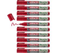 edding 28 Ecoline whiteboard marker - red - box of 10 whiteboard pens - round tip 1.5-3 mm - whiteboard pen dry wipe - for whiteboards, flipcharts, pinboards, memo boards - sketchnotes - refillable