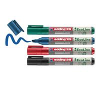edding 29 EcoLine whiteboard marker - black, red, blue, green - set of 4 whiteboard pens - chisel nib 1-5 mm - whiteboard pen dry wipe - for whiteboards, flipcharts, memo boards - sketchnotes