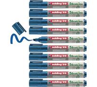 edding 29 Ecoline whiteboard marker - blue - box of 10 whiteboard pens - chisel tip 1-5 mm - whiteboard pen dry wipe - for whiteboards, flipcharts, pinboards, memo boards - sketchnotes - refillable