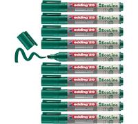 Edding 29 Ecoline Whiteboard Marker - Green - Box Of 10 Whiteboard Pens - Chisel Tip 1-5 mm - Whiteboard Pen Dry Wipe - For Whiteboards, Flipcharts, Pinboards, Memo Boards - Sketchnotes - Refillable,4-29004