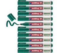 edding 29 whiteboard marker - green - box of 10 whiteboard pens | chisel tip 1-5 mm - whiteboard pen dry wipe - for whiteboards, flipcharts, pinboards, memo boards - sketchnotes - refillable