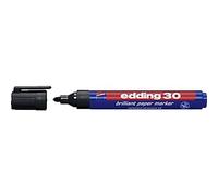 edding 30 brilliant paper marker - black - 1 waterproof permanent marker - round nib 1.5-3 mm - vibrant colours - lightfast marking on paper, card, cardboard, plastic, metal and glass