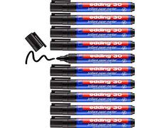 edding 30 brilliant paper marker - black - 10 waterproof permanent markers - round nib 1.5-3 mm - vibrant colours - lightfast marking on paper, card, cardboard, plastic, metal and glass