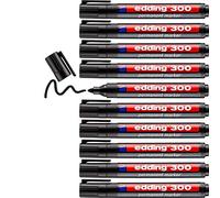 edding 300 permanent marker - black - 10 pens - round tip 1.5-3 mm - waterproof, quick-drying, smear-proof pens - for cardboard, plastic, glass, wood, metal and fabric