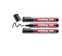 edding 300 permanent marker - black - 3 pens - round tip 1.5-3 mm - waterproof, quick-drying, smear-proof pens - for cardboard, plastic, glass, wood, metal and fabric