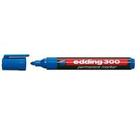 Edding 300 Permanent Marker - Blue - 10 Pens - Round Tip 1.5-3 mm - Waterproof, Quick-Drying, Smear-Proof Pens - for Cardboard, Plastic, Glass, Wood, Metal and Fabric, 4-300003