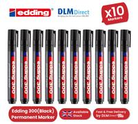 edding 300 Permanent Marker Medium Bullet 1.5 - 3.0 mm Black Refillable Water-Resistant Pack of 10