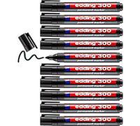 edding 300 Permanent Marker Medium Bullet 1.5 - 3.0 mm Black Refillable Water-Resistant Pack of 10