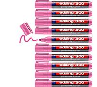 edding 300 permanent marker - pink - 10 pens - round tip 1.5-3 mm - waterproof, quick-drying, smear-proof pens - for cardboard, plastic, glass, wood, metal and fabric
