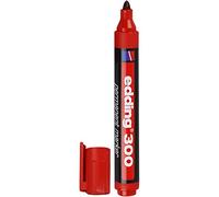 edding 300 Permanent Marker - Red - 1 Pen - Round Tip 1.5-3 mm - Waterproof, Quick-Drying, Smear-Proof Pens - for Cardboard, Plastic, Glass, Wood, Metal and Fabric