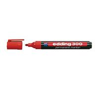 edding 300 permanent marker - red - 10 pens - round tip 1.5-3 mm - waterproof, quick-drying, smear-proof pens - for cardboard, plastic, glass, wood, metal and fabric
