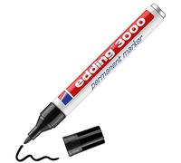 edding 3000 permanent marker - black - 1 marker pen - round tip 1.5-3 mm - quick-drying permanent markers - waterproof, smudge-proof - for cardboard, plastic, wood, metal, fabric - marker pens