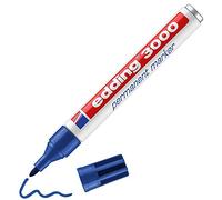 edding 3000 Permanent Marker - Blue - 1 Pen - Round Tip 1.5-3 mm - Quick-Drying Permanent Markers - Waterproof, Smudge-Proof - for Cardboard, Plastic, Wood, Metal, Fabric - Marker Pens