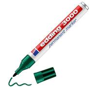 edding 3000 Permanent Marker - Green - 1 Pen - Round Tip 1.5-3 mm - Quick-Drying Permanent Markers - Waterproof, Smudge-Proof - for Cardboard, Plastic, Wood, Metal, Fabric - Marker Pens