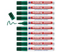 edding 3000 permanent marker - green - box of 10 - round tip 1.5-3 mm - quick-dr